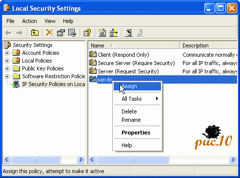 IPSec Windows Linux: IPSEC /etc/init.d/ipsec start