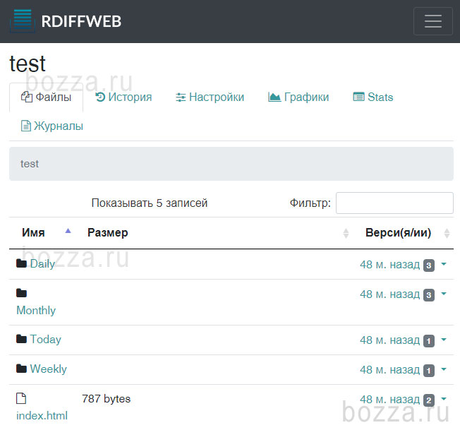 Rdiffweb - список файлов репозитория